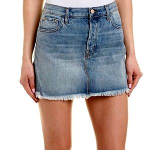 J. Brand Bonny Mini Skirt Women’s Size 28 Distressed Denim Raw Hem Button Fly